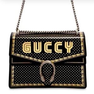Authentic Gucci GUCCY Dionysus Black and Gold Star Shoulder Bag